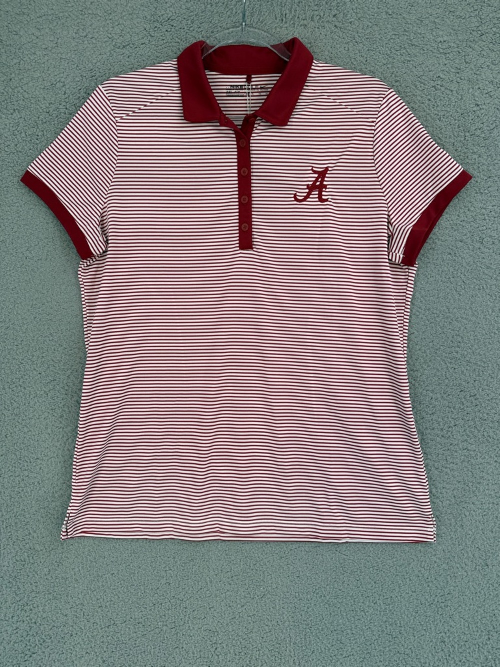 Alabama Nike Golf Dri-Fit women’s XL short sleeve polo shirt Red & White Striped